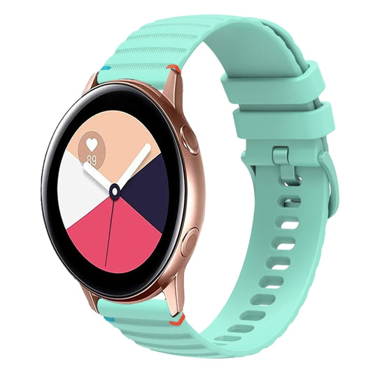For Samsung Galaxy Watch Active Wavy Dotted Stitched 20mm Silicone Watch Band(Teal Green) by bashfashion