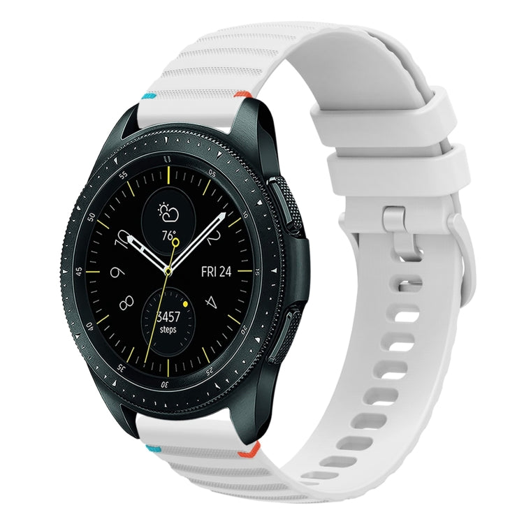 For Samsung Galaxy Watch 42mm Wavy Dotted Stitched 20mm Silicone Watch Band(White) by bashfashion