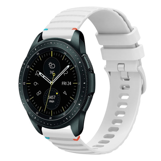 For Samsung Galaxy Watch 42mm Wavy Dotted Stitched 20mm Silicone Watch Band(White) by bashfashion