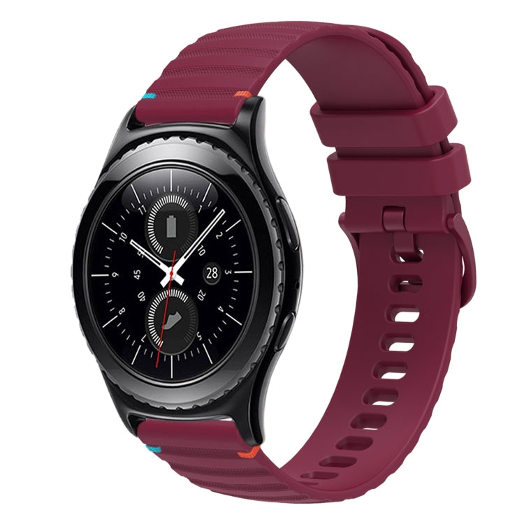 For Samsung Gear S2 Classic Wavy Dotted Stitched 20mm Silicone Watch Band(Wine Red) by bashfashion