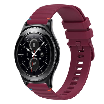 For Samsung Gear S2 Classic Wavy Dotted Stitched 20mm Silicone Watch Band(Wine Red) by bashfashion