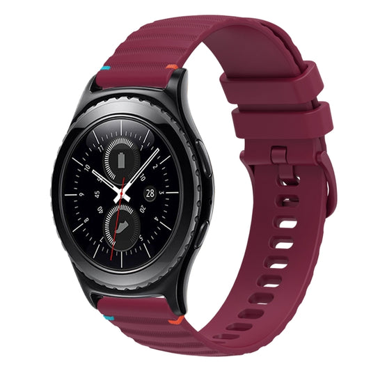 For Samsung Gear S2 Classic Wavy Dotted Stitched 20mm Silicone Watch Band(Wine Red) by bashfashion