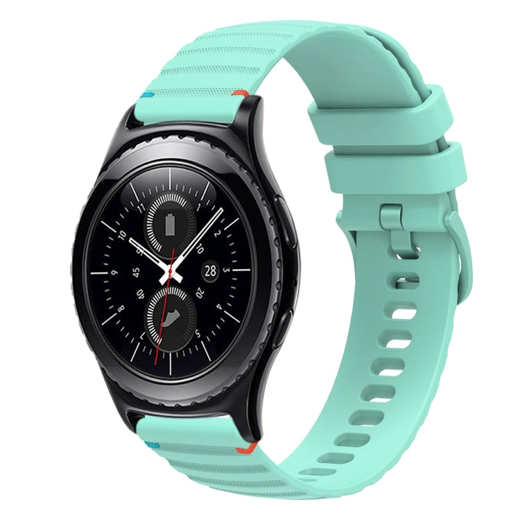 For Samsung Gear S2 Classic Wavy Dotted Stitched 20mm Silicone Watch Band(Teal Green) by bashfashion