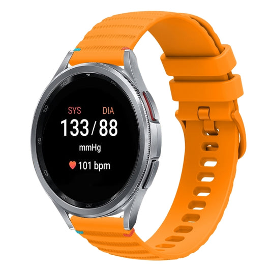 For Samsung Galaxy Watch 7 40 / 44mm Wavy Dotted Stitched 20mm Silicone Watch Band(Amber Yellow) by bashfashion