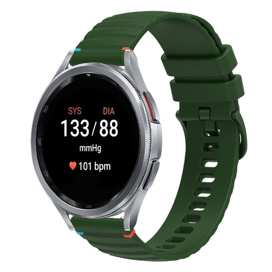 For Samsung Galaxy Watch 7 40 / 44mm Wavy Dotted Stitched 20mm Silicone Watch Band(Army Green) by bashfashion