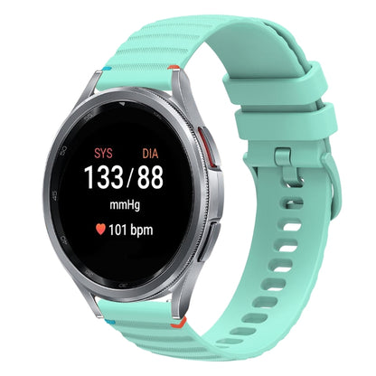 For Samsung Galaxy Watch 7 40 / 44mm Wavy Dotted Stitched 20mm Silicone Watch Band(Teal Green) by bashfashion