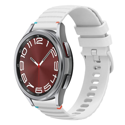 For Samsung Galaxy Watch 6 Cassic 43 / 47mm Wavy Dotted Stitched 20mm Silicone Watch Band(White) by bashfashion