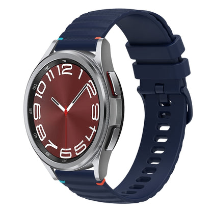 For Samsung Galaxy Watch 6 Cassic 43 / 47mm Wavy Dotted Stitched 20mm Silicone Watch Band(Navy Blue) by bashfashion