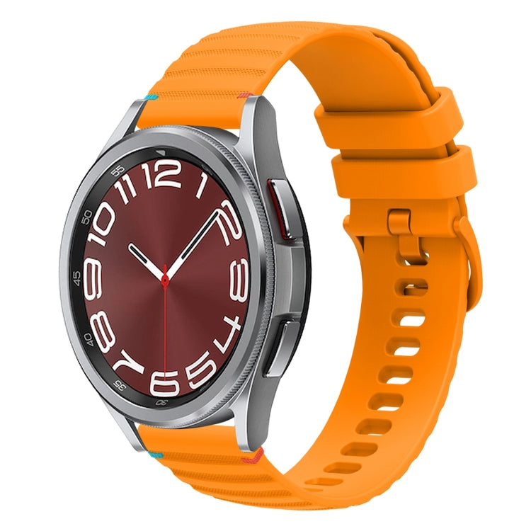 For Samsung Galaxy Watch 6 Cassic 43 / 47mm Wavy Dotted Stitched 20mm Silicone Watch Band(Amber Yellow) by bashfashion