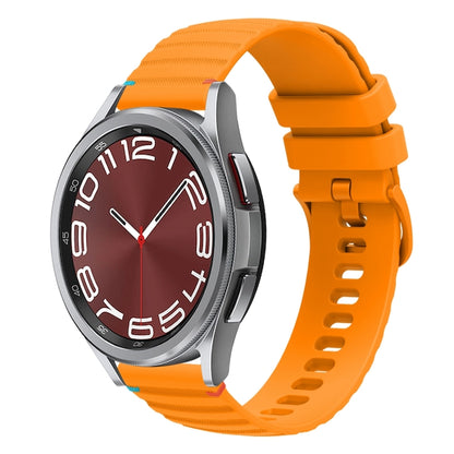 For Samsung Galaxy Watch 6 Cassic 43 / 47mm Wavy Dotted Stitched 20mm Silicone Watch Band(Amber Yellow) by bashfashion