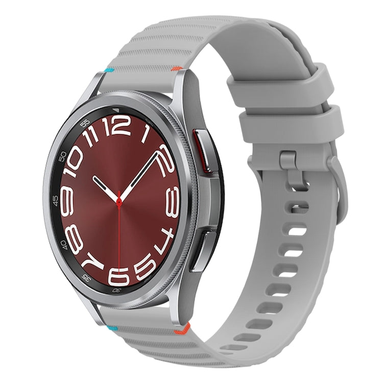 For Samsung Galaxy Watch 6 Cassic 43 / 47mm Wavy Dotted Stitched 20mm Silicone Watch Band(Gray) by bashfashion