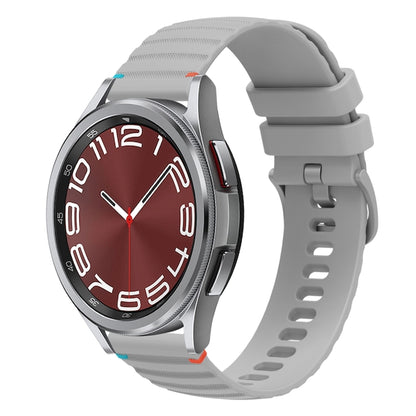 For Samsung Galaxy Watch 6 Cassic 43 / 47mm Wavy Dotted Stitched 20mm Silicone Watch Band(Gray) by bashfashion