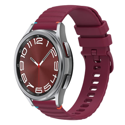 For Samsung Galaxy Watch 6 Cassic 43 / 47mm Wavy Dotted Stitched 20mm Silicone Watch Band(Wine Red) by bashfashion