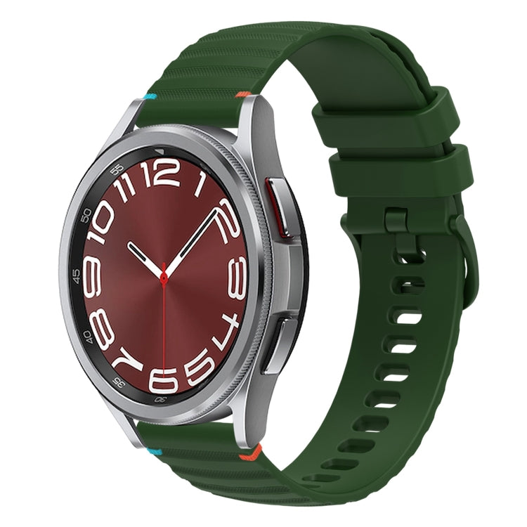 For Samsung Galaxy Watch 6 Cassic 43 / 47mm Wavy Dotted Stitched 20mm Silicone Watch Band(Army Green) by bashfashion