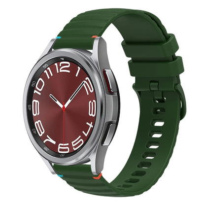 For Samsung Galaxy Watch 6 Cassic 43 / 47mm Wavy Dotted Stitched 20mm Silicone Watch Band(Army Green) by bashfashion