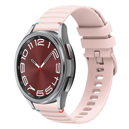 For Samsung Galaxy Watch 6 Cassic 43 / 47mm Wavy Dotted Stitched 20mm Silicone Watch Band(Rose Pink) by bashfashion