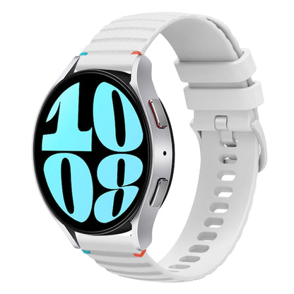 For Samsung Galaxy Watch 6 40 / 44mm Wavy Dotted Stitched 20mm Silicone Watch Band(White) by bashfashion