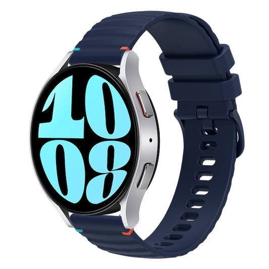 For Samsung Galaxy Watch 6 40 / 44mm Wavy Dotted Stitched 20mm Silicone Watch Band(Navy Blue) by bashfashion