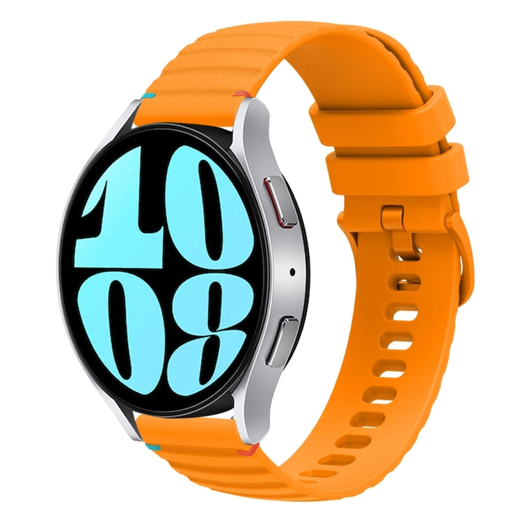 For Samsung Galaxy Watch 6 40 / 44mm Wavy Dotted Stitched 20mm Silicone Watch Band(Amber Yellow) by bashfashion