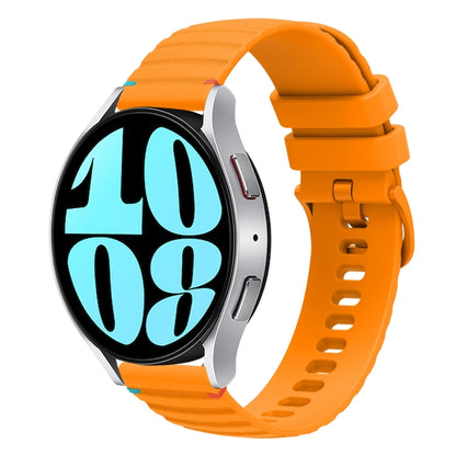 For Samsung Galaxy Watch 6 40 / 44mm Wavy Dotted Stitched 20mm Silicone Watch Band(Amber Yellow) by bashfashion