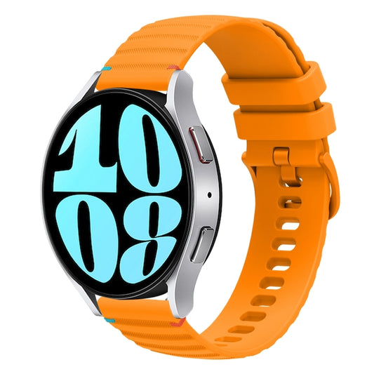 For Samsung Galaxy Watch 6 40 / 44mm Wavy Dotted Stitched 20mm Silicone Watch Band(Amber Yellow) by bashfashion