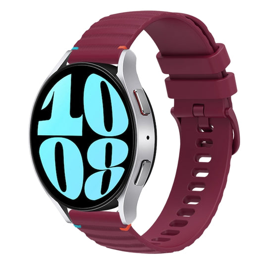 For Samsung Galaxy Watch 6 40 / 44mm Wavy Dotted Stitched 20mm Silicone Watch Band(Wine Red) by bashfashion
