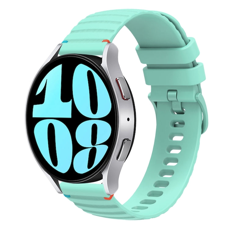 For Samsung Galaxy Watch 6 40 / 44mm Wavy Dotted Stitched 20mm Silicone Watch Band(Teal Green) by bashfashion