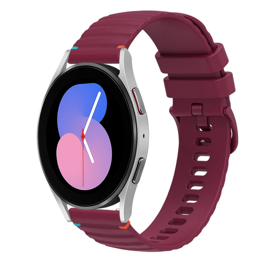 For Samsung Galaxy Watch 5 40 / 44mm Wavy Dotted Stitched 20mm Silicone Watch Band(Wine Red) by bashfashion