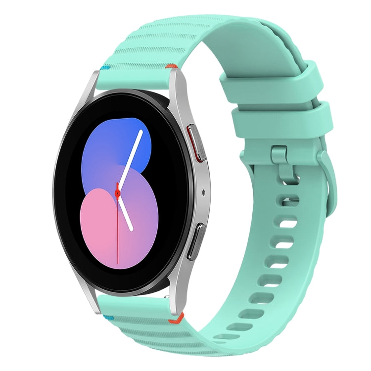 For Samsung Galaxy Watch 5 40 / 44mm Wavy Dotted Stitched 20mm Silicone Watch Band(Teal Green) by bashfashion