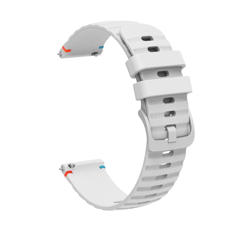 For Samsung Galaxy Watch 4 Classic 42 / 46mm Wavy Dotted Stitched 20mm Silicone Watch Band(White) by bashfashion