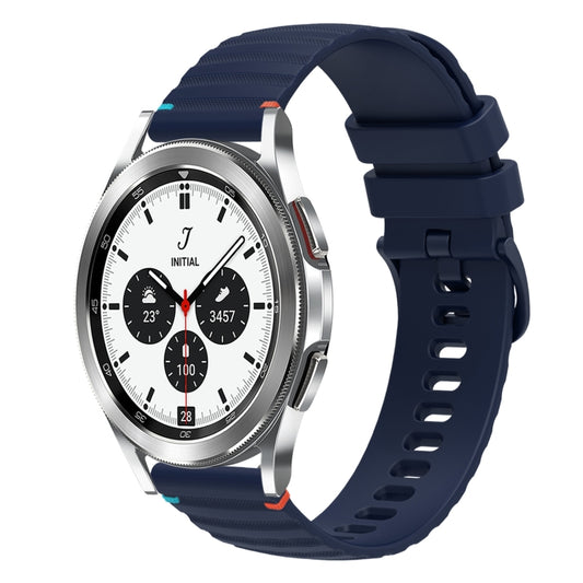 For Samsung Galaxy Watch 4 Classic 42 / 46mm Wavy Dotted Stitched 20mm Silicone Watch Band(Navy Blue) by bashfashion