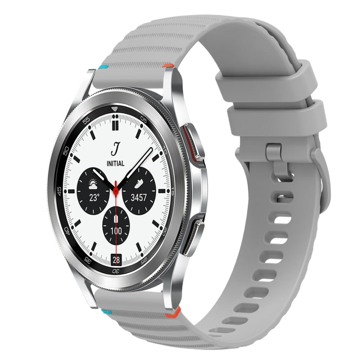 For Samsung Galaxy Watch 4 Classic 42 / 46mm Wavy Dotted Stitched 20mm Silicone Watch Band(Gray) by bashfashion