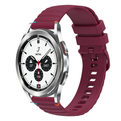 For Samsung Galaxy Watch 4 Classic 42 / 46mm Wavy Dotted Stitched 20mm Silicone Watch Band(Wine Red) by bashfashion