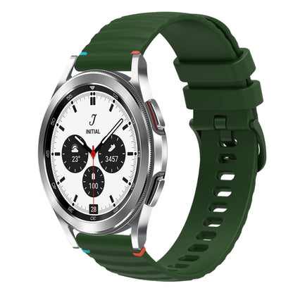 For Samsung Galaxy Watch 4 Classic 42 / 46mm Wavy Dotted Stitched 20mm Silicone Watch Band(Army Green) by bashfashion