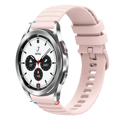 For Samsung Galaxy Watch 4 Classic 42 / 46mm Wavy Dotted Stitched 20mm Silicone Watch Band(Rose Pink) by bashfashion