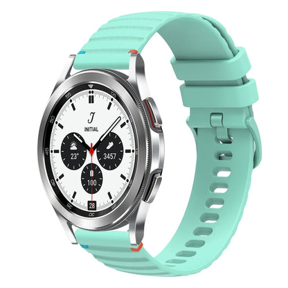 For Samsung Galaxy Watch 4 Classic 42 / 46mm Wavy Dotted Stitched 20mm Silicone Watch Band(Teal Green) by bashfashion