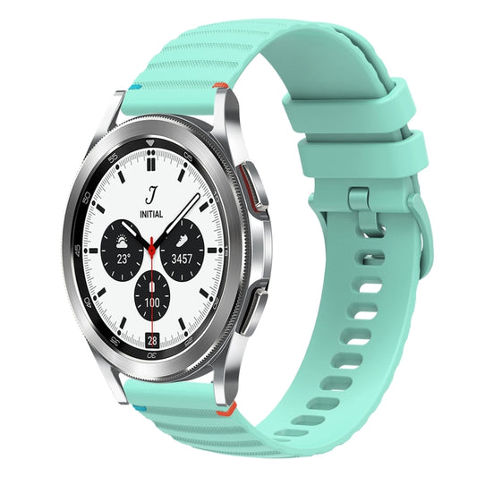For Samsung Galaxy Watch 4 Classic 42 / 46mm Wavy Dotted Stitched 20mm Silicone Watch Band(Teal Green) by bashfashion
