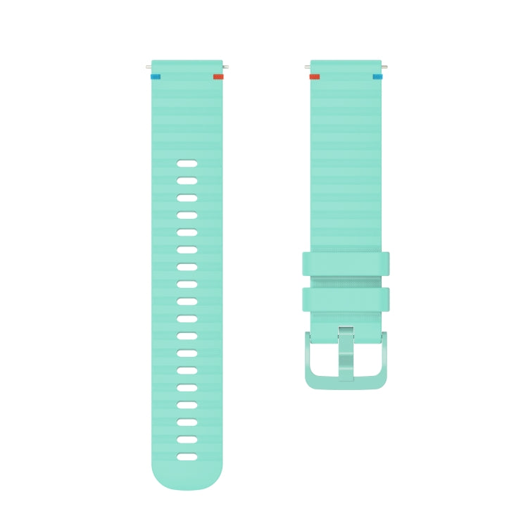 For Samsung Galaxy Watch 4 Classic 42 / 46mm Wavy Dotted Stitched 20mm Silicone Watch Band(Teal Green) by bashfashion