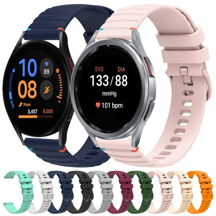 For Samsung Galaxy Watch Active 2 Wavy Dotted Stitched 20mm Silicone Watch Band(Rose Pink) by bashfashion