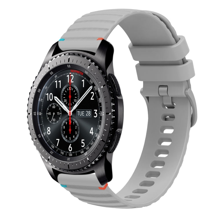 For Samsung Galaxy Gear S3 Frontier Wavy Dotted Stitched 22mm Silicone Watch Band(Gray) by bashfashion