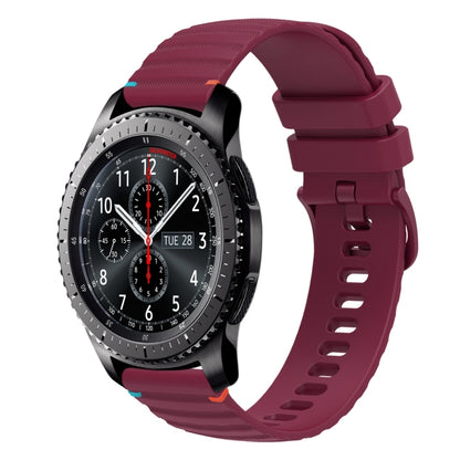 For Samsung Galaxy Gear S3 Frontier Wavy Dotted Stitched 22mm Silicone Watch Band(Wine Red) by bashfashion