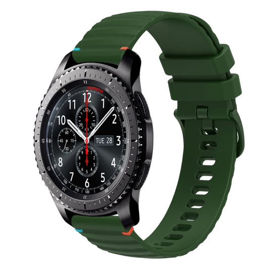 For Samsung Galaxy Gear S3 Frontier Wavy Dotted Stitched 22mm Silicone Watch Band(Army Green) by bashfashion