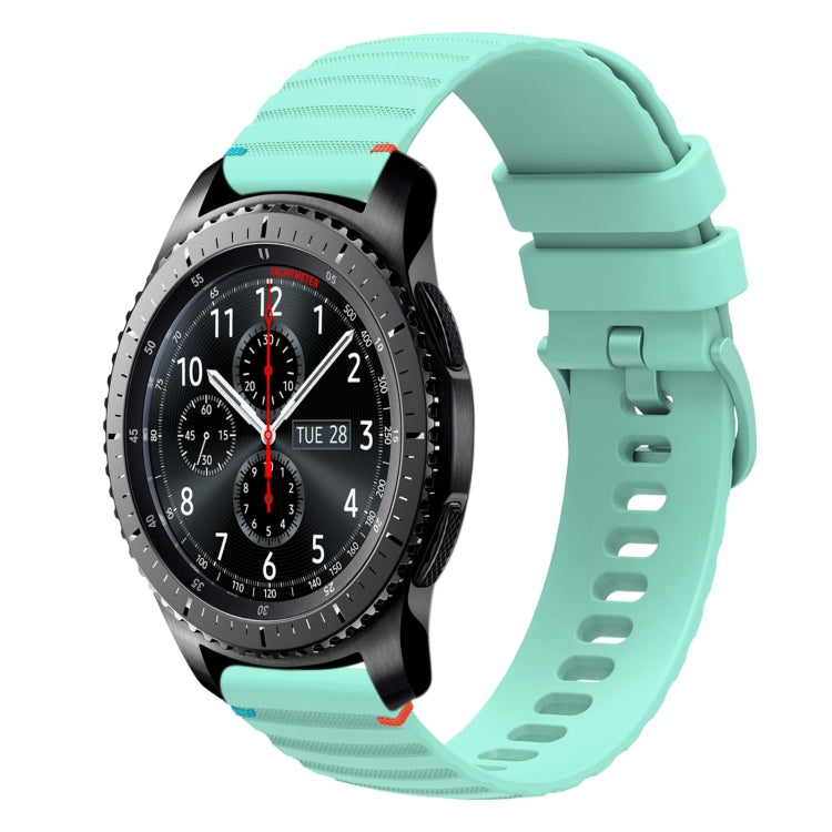 For Samsung Galaxy Gear S3 Frontier Wavy Dotted Stitched 22mm Silicone Watch Band(Teal Green) by bashfashion
