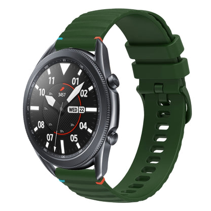For Samsung Galaxy Watch 3 45mm Wavy Dotted Stitched 22mm Silicone Watch Band(Army Green) by bashfashion