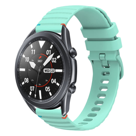 For Samsung Galaxy Watch 3 45mm Wavy Dotted Stitched 22mm Silicone Watch Band(Teal Green) by bashfashion