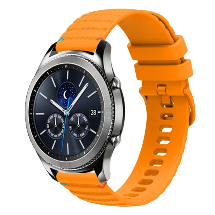 For Samsung Galaxy Gear S3 Classic Wavy Dotted Stitched 22mm Silicone Watch Band(Amber Yellow) by bashfashion