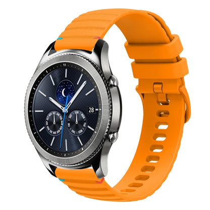 For Samsung Galaxy Gear S3 Classic Wavy Dotted Stitched 22mm Silicone Watch Band(Amber Yellow) by bashfashion