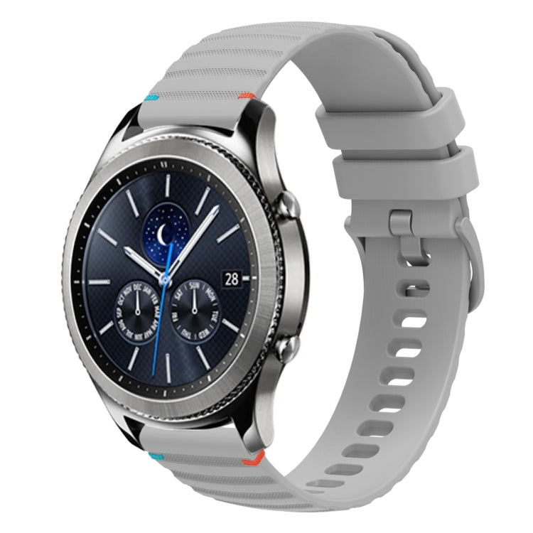 For Samsung Galaxy Gear S3 Classic Wavy Dotted Stitched 22mm Silicone Watch Band(Gray) by bashfashion
