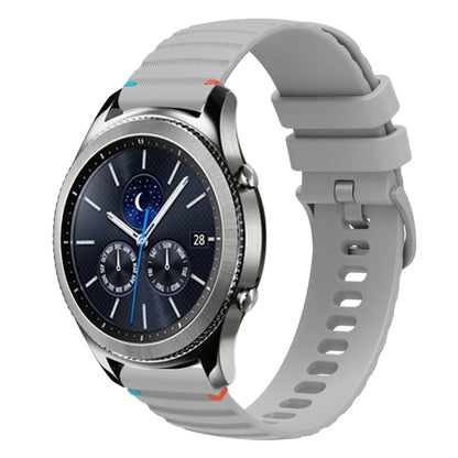 For Samsung Galaxy Gear S3 Classic Wavy Dotted Stitched 22mm Silicone Watch Band(Gray) by bashfashion