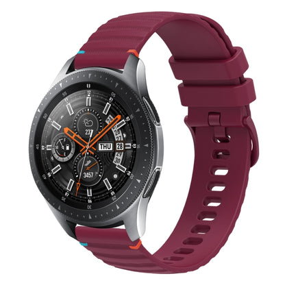 For Samsung Galaxy Watch 46mm Wavy Dotted Stitched 22mm Silicone Watch Band(Wine Red) by bashfashion